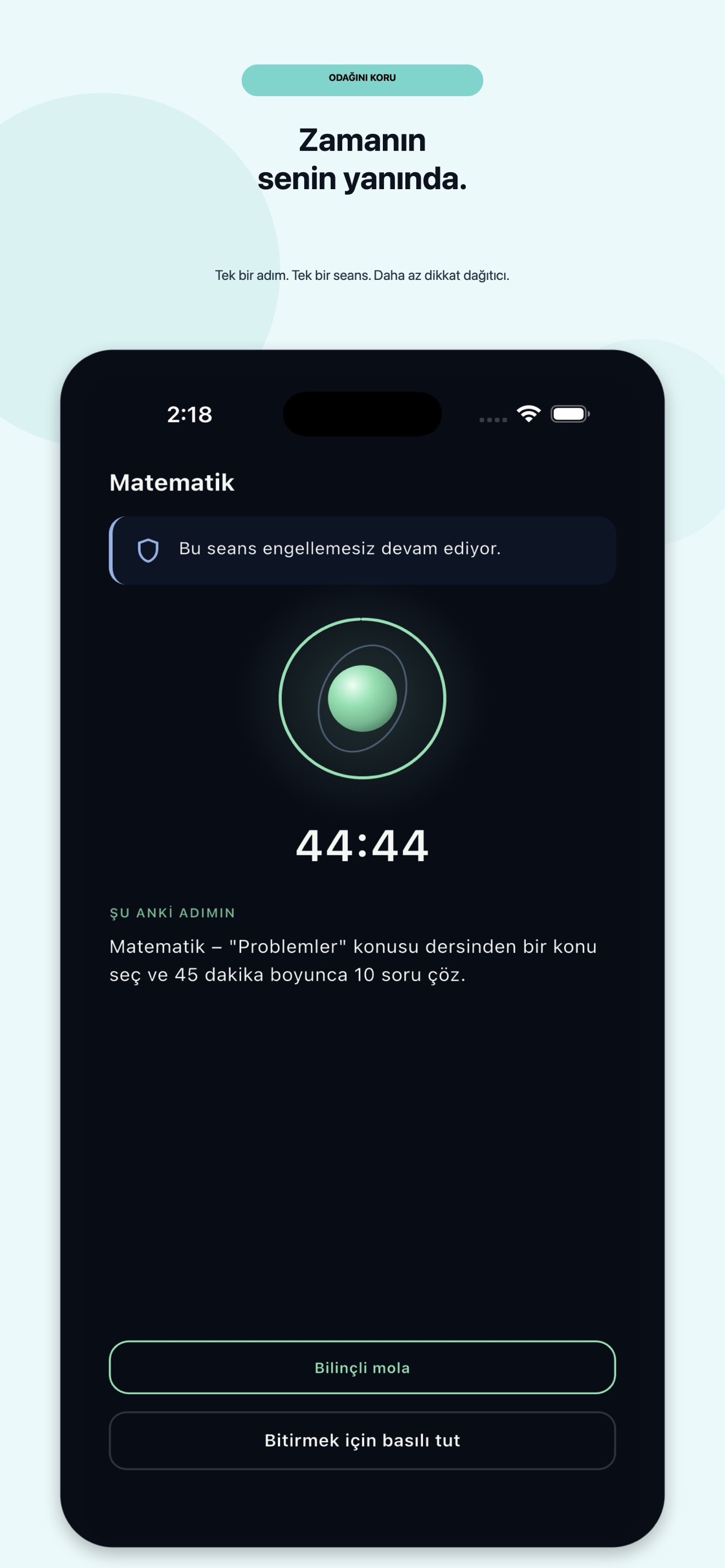 Movori aktif odak seansı ekranı