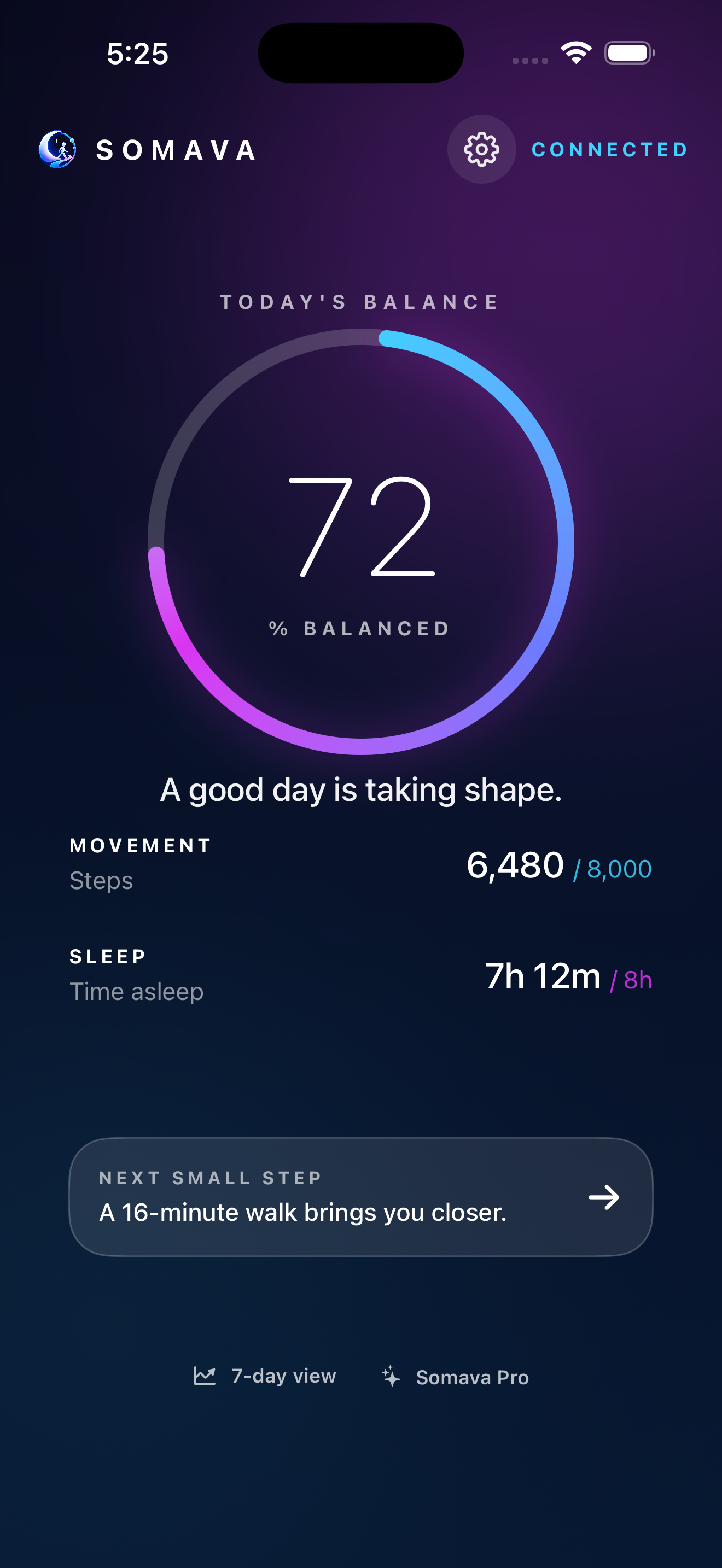 Somava daily balance screen